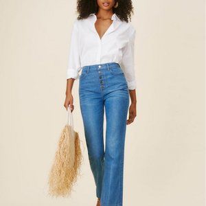Cynthia Button Fly High Rise Straight Jeans in zenia